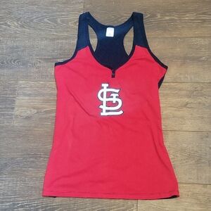 MLB CARDINALS Women Red and Navy Blue Tank Top with Logo Size Large